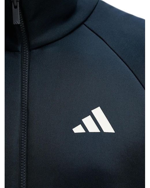 Adidas Blue Contrast-Panel Raglan-Sleeve Track Jacket for men