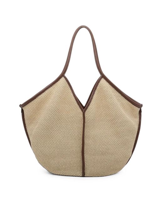 Hereu Natural Calella Leather-Trim Shoulder Bag