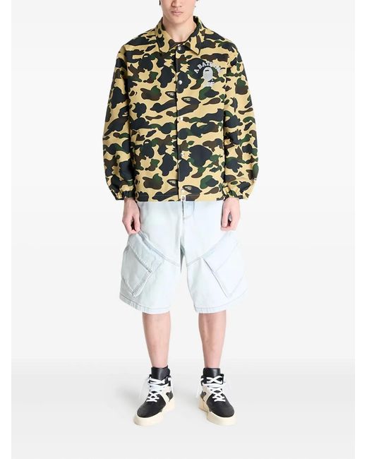 A Bathing Ape Yellow Logo-Print Camouflage-Pattern Jacket for men