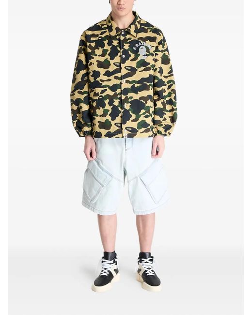 A Bathing Ape Yellow Logo-Print Camouflage-Pattern Jacket for men