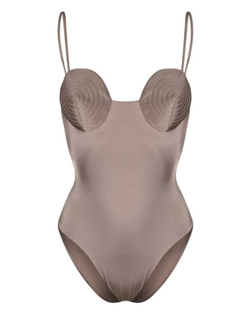 Noire Swimwear Brown Round-Neck Swimsuit
