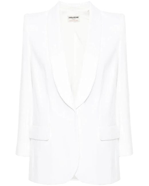 Zadig & Voltaire White Vive Sequin-Design Blazer