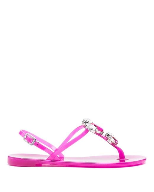 Casadei Pink Jelly Crystal-embellishment Sandals