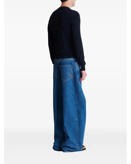 Balmain Blue Crew-Neck Sweater for men
