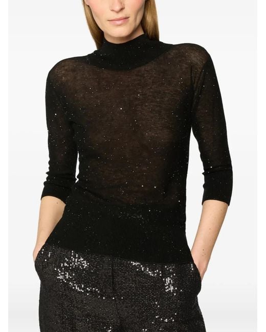 Genny Black Sequin-Embellished Top
