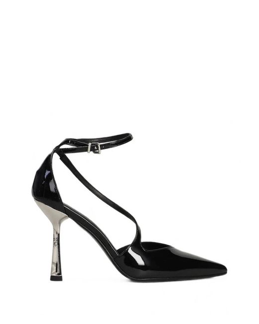 Chantal Black Ankle-Strap Pointed-Toe Pumps