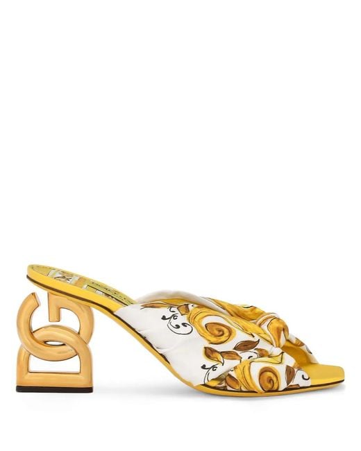 Dolce & Gabbana Metallic Dg Pop 75Mm Majolica-Print Sandals