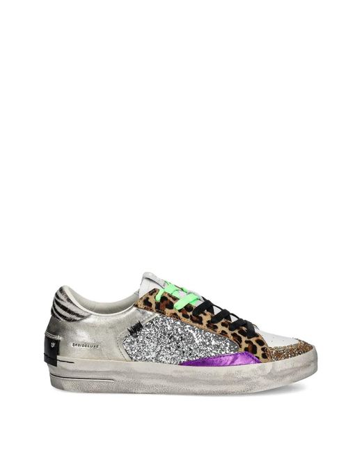 Crime London Metallic Sk8 Deluxe Animal-Print Glitter-Embellishment Sneakers