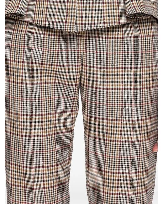 Nissa Natural Checked Tailored Tapered Pants