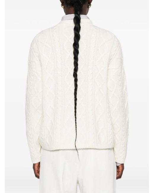Soft Goat White Cable-Knit Cardigan