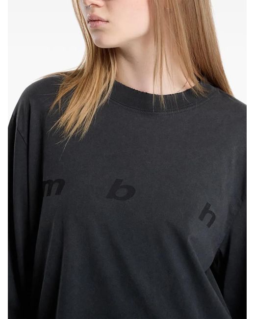 M I S B H V Gray Logo-Print Long-Sleeved T-Shirt