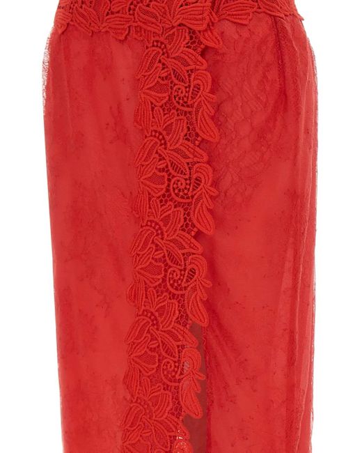 Jupe En Dentelle À Fleurs Brodées Blumarine en coloris Red