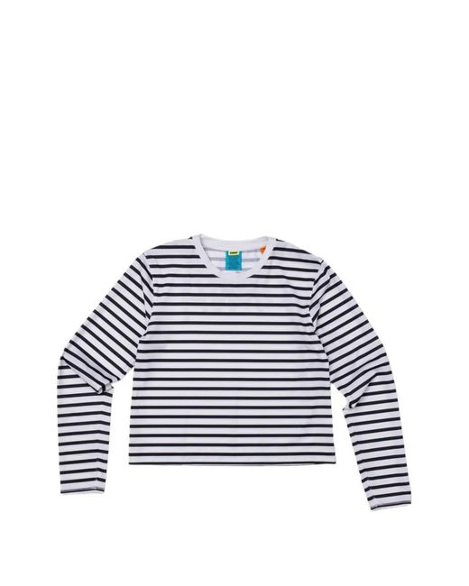 UNNA Blue T-Shirt Rayée À Manches Longues