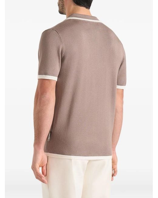 Manière De Voir Gray Lambert Contrast-Detail Knit Polo Shirt for men