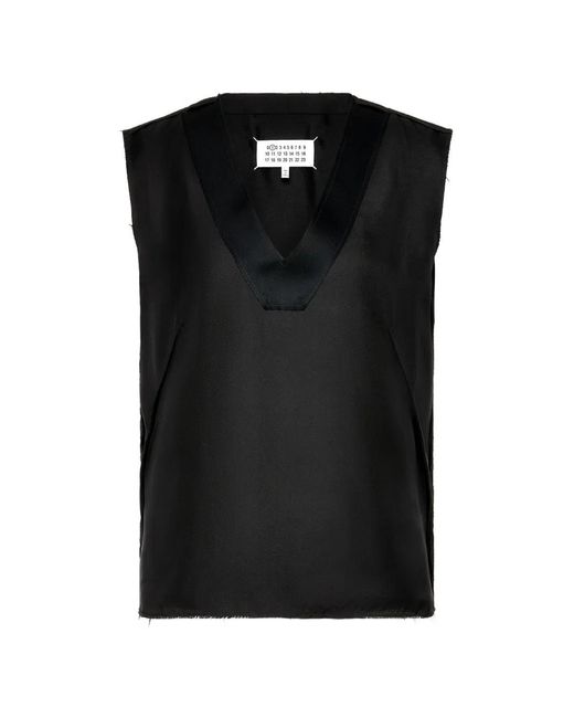 Maison Margiela Black Haut Bonded Creases À Design Sans Manches
