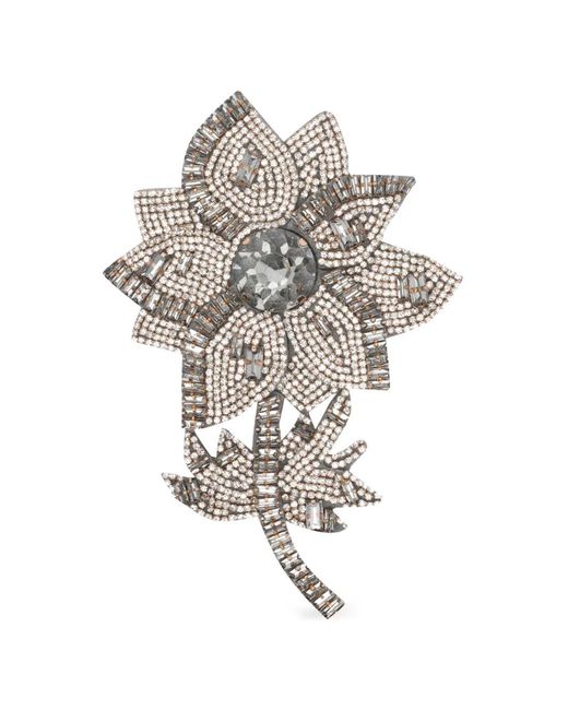 Essentiel Antwerp White Flower-Shaped Rhinestone Brooch