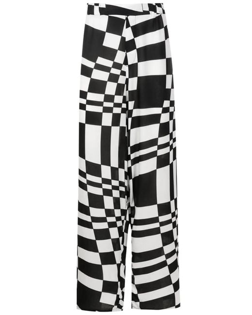 Amir Slama White Geometric-Print Straight Trousers