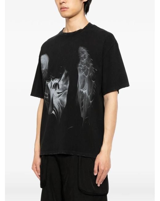 WARMAN Black Graphic-Print T-Shirt for men