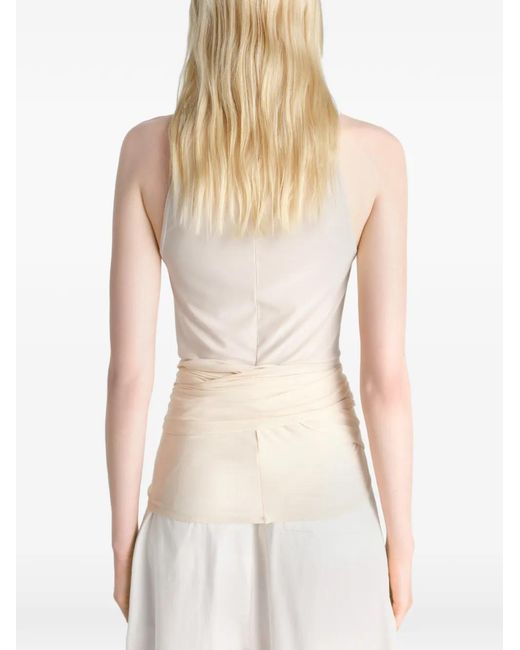 Lemaire White Draped Sleeveless Wrap Top
