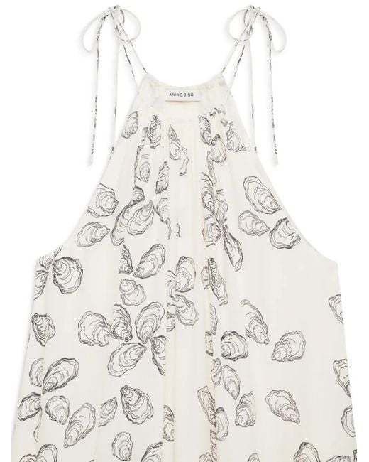 Anine Bing White Santana Printed Voile Midi Dress