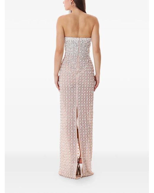Dina Melwani Natural Crystal Freshwater Embellished Maxi Dress