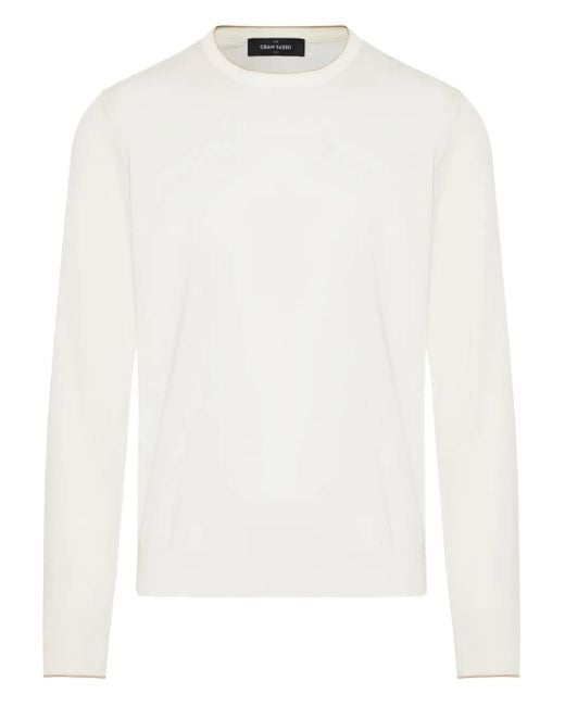 Gran Sasso White Crew-Neck Sweater for men