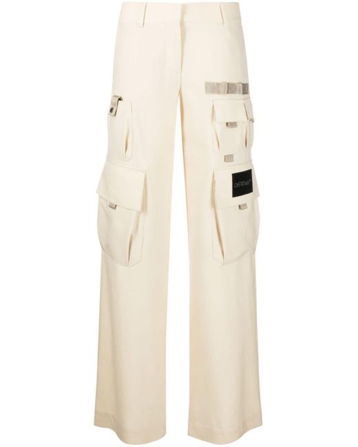 Off-White Satin Cargo Trousers - Farfetch