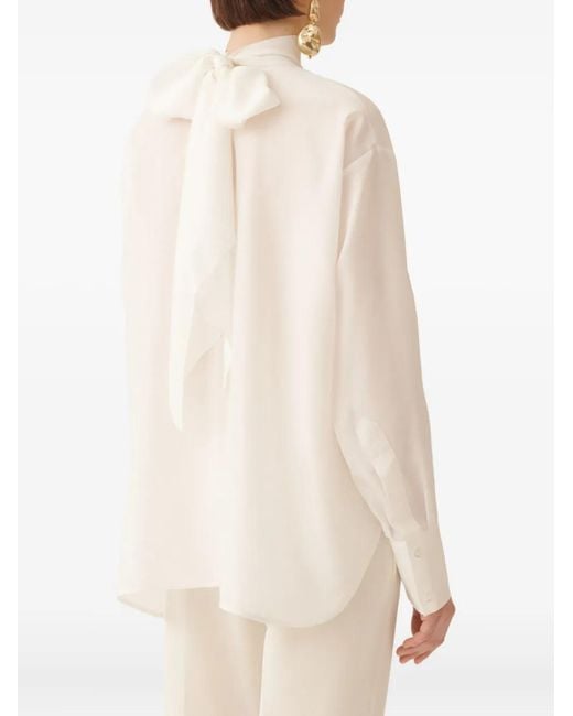 Fabiana Filippi White High-Neck Silk Blouse