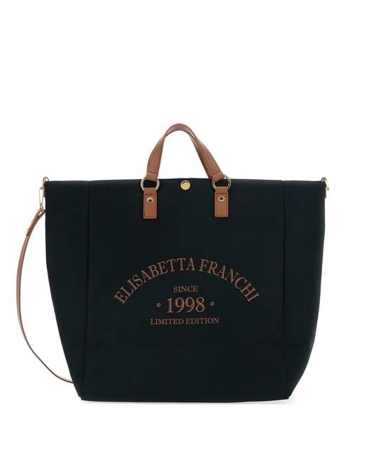 Elisabetta Franchi レディース ブラック ロゴ ハンドバッグ 【公式通販】
