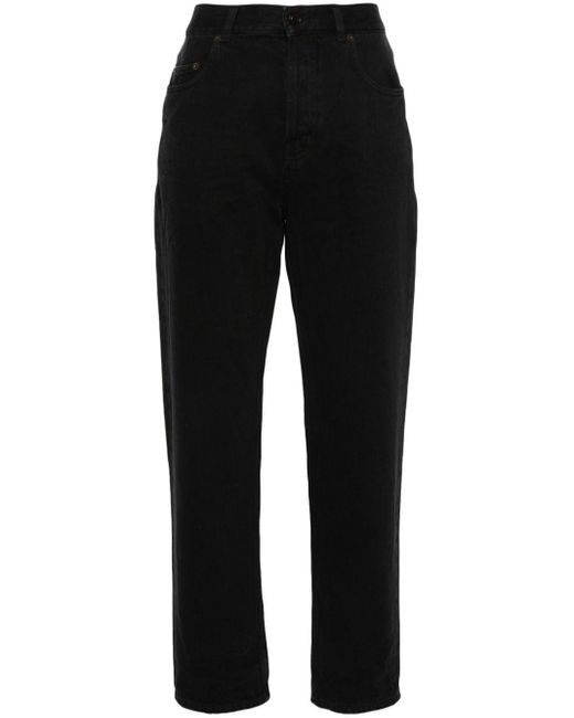 Saint Laurent Black Vanessa Straight-Leg-Jeans mit hohem Bund