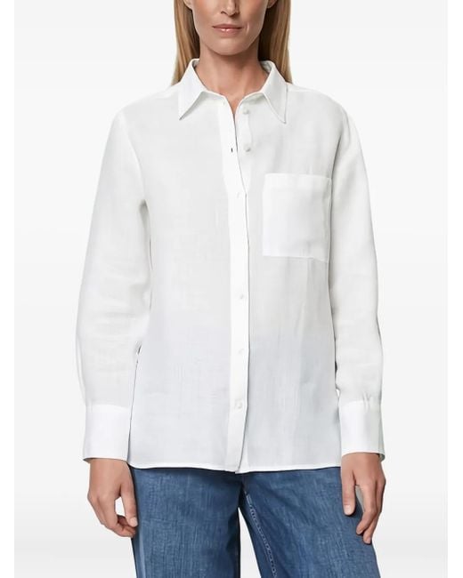 Marc O' Polo White Button-Up Long-Sleeve Shirt