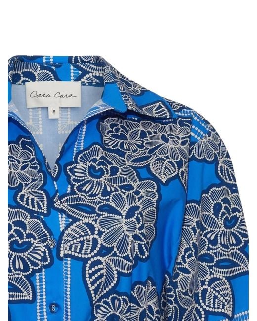 Cara Cara Blue Henry Floral Poplin Mini Dress