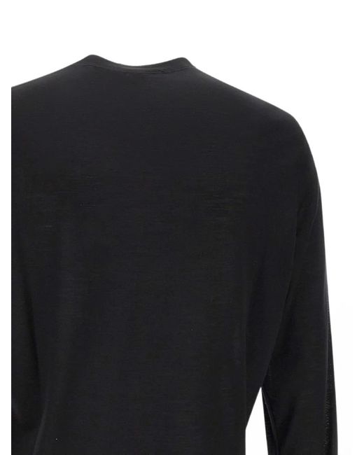 FILIPPO DE LAURENTIIS Black Royal Wool Long-Sleeve T-Shirt for men