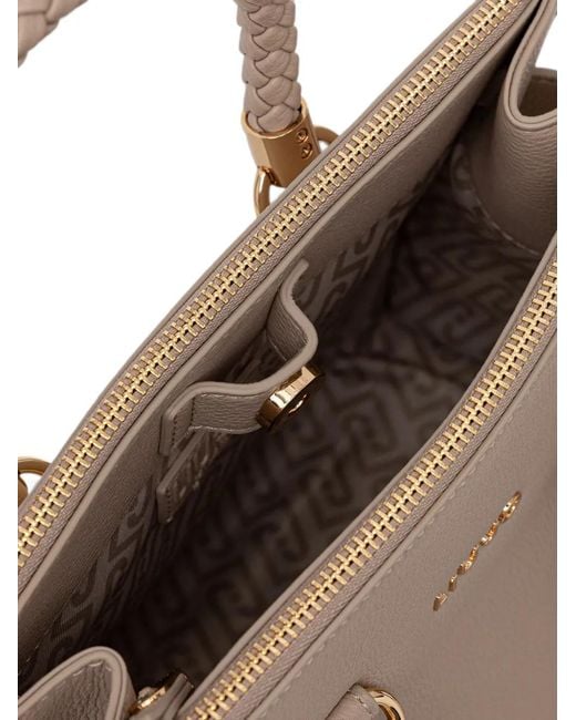 Liu Jo Natural Braided-Handle Logo-Plaque Tote Bag