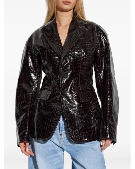 DSquared² Black Crocodile-Embossed Blazer