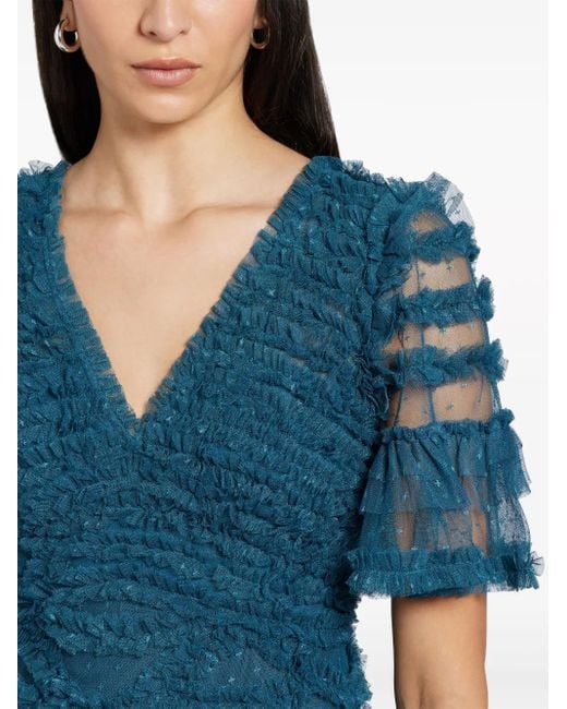 Needle & Thread Marilla Avondjurk Met Ruches in het Blue