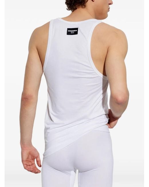 DSquared² White Logo-Patch Tank Top for men