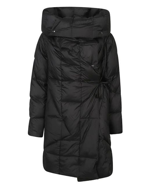 Add Black Quilted Wrap Coat