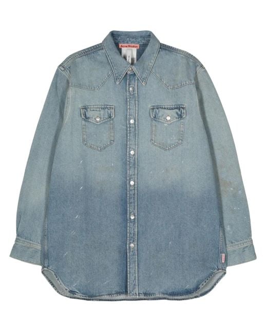 Acne ペイント デニムシャツ Blue