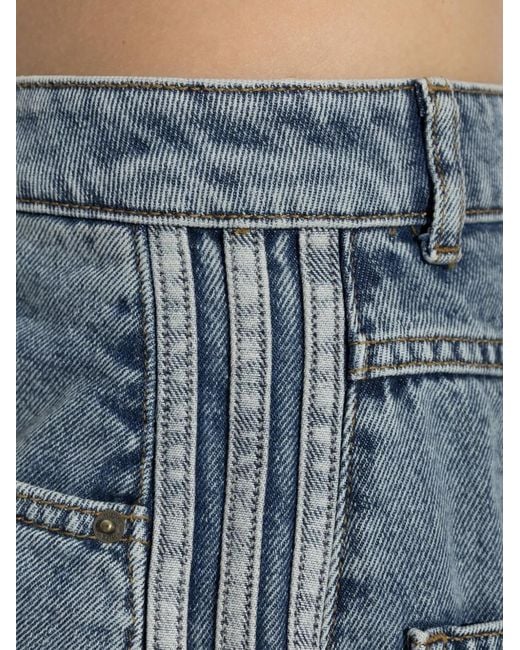 Adidas Blue Side-Stripe Wide-Leg Jeans