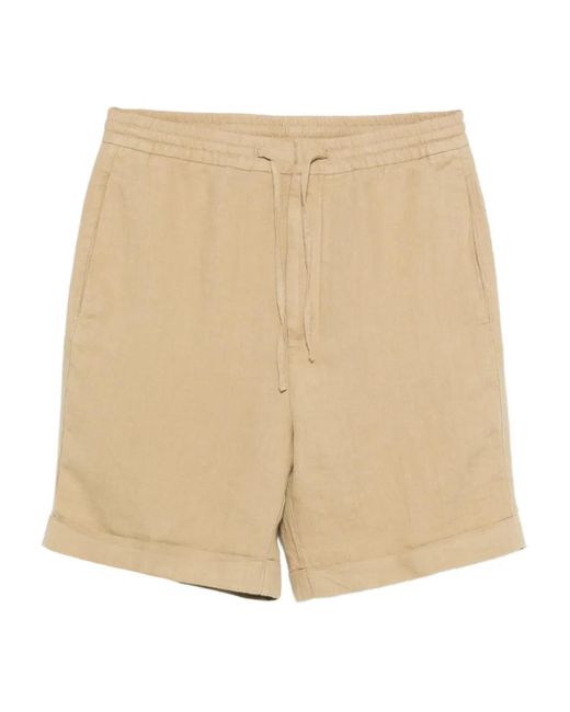 メンズ Canali リネンデッキショーツ Natural
