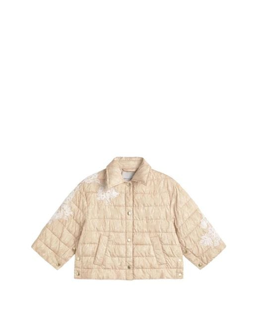ERMANNO FIRENZE Natural Floral-Embroidered Quilted Jacket