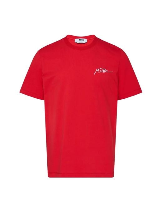MSGM Red Logo T-Shirt for men