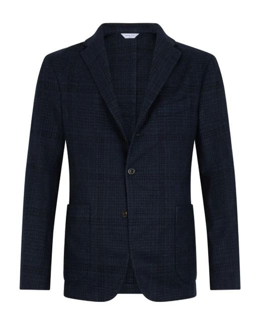Boglioli Blue Checked Single-Breasted Blazer for men