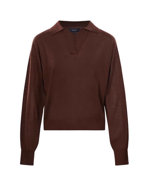 Soeur Brown V-Neck Long-Sleeve Sweater