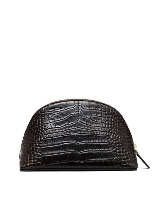 Totême Black Crocodile-Embossed Clutch Bag