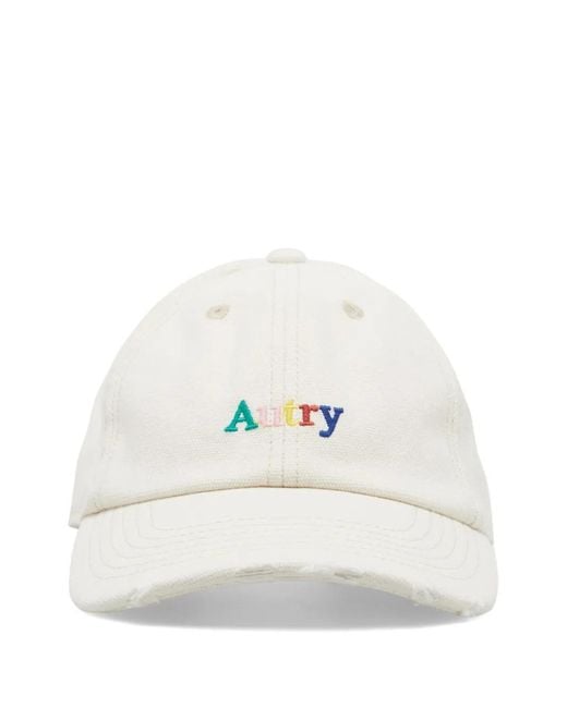 Autry White Logo-Embroidered Distressed Baseball Cap