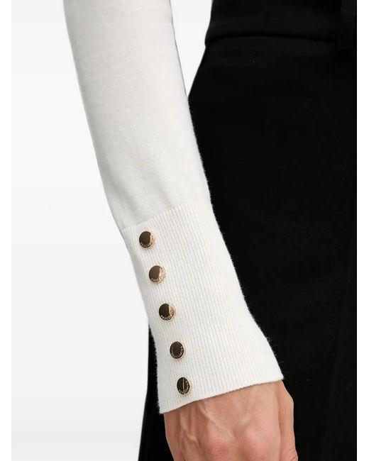 Fracomina White T-Shirt À Col Roulé Et Poignets Boutonnés