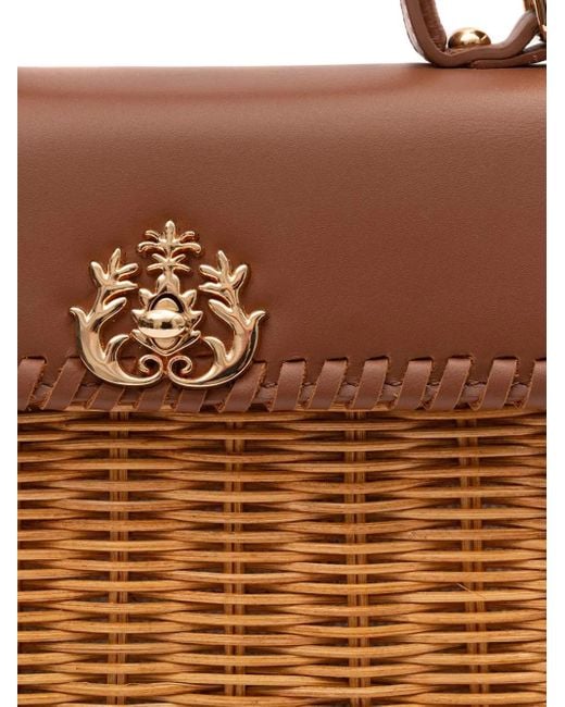 Isla Brown Selene Woven Appliqué Shoulder Bag
