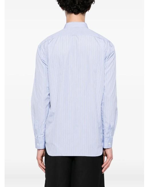 Comme des Garçons White Colour-Block Striped Shirt for men